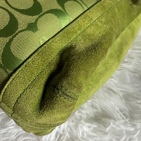 Vintage Coach y2k 9363 Signature East West Duffel Hobo Bag Green Shoulder Bag - Picture 7 of 13